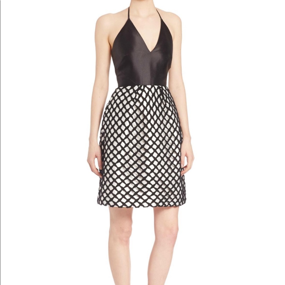 Monique Lhuillier Satin Halter Dress Sz:8 Rt:$575
